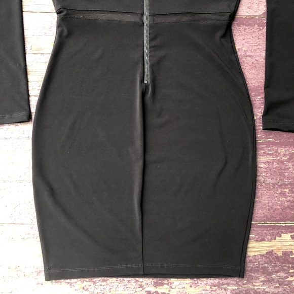 Elizabeth and James Charlene Dress Black Bodycon Mesh Panels Long Sleeve 4 - Picture 13 of 16